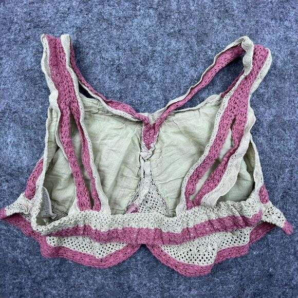 Let Me Be Top Anthropologie Womens Medium Crochet Knit Crop Beachy Boho Hippie - Picture 2 of 6